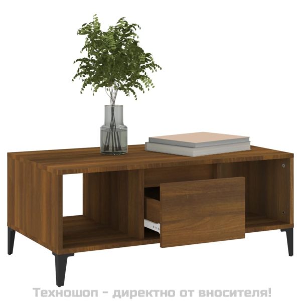 Кафе маса, кафяв дъб, 90x50x36,5 см, инженерно дърво
