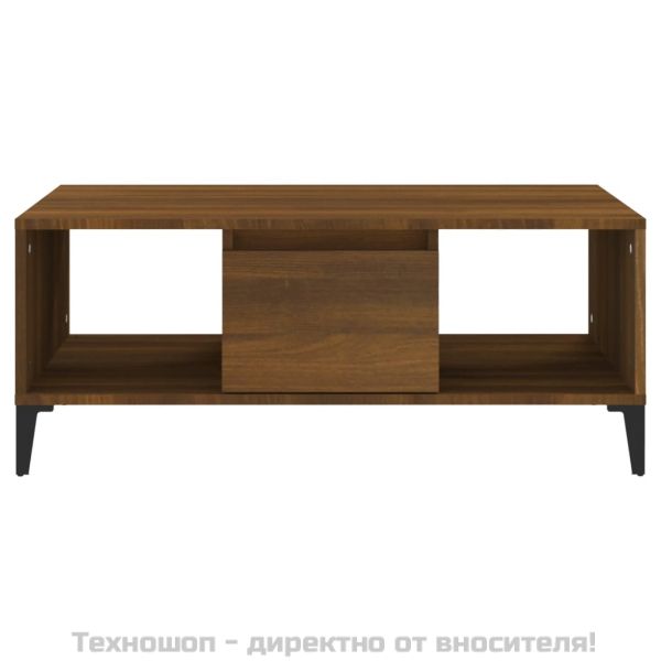 Кафе маса, кафяв дъб, 90x50x36,5 см, инженерно дърво