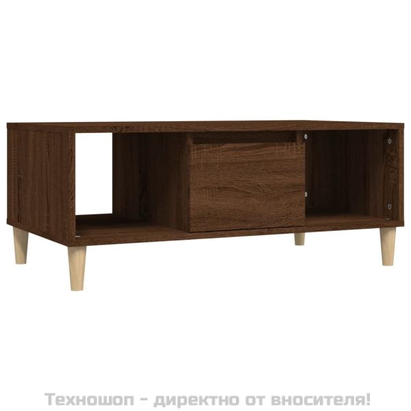 Кафе маса, кафяв дъб, 90x50x36,5 см, инженерно дърво