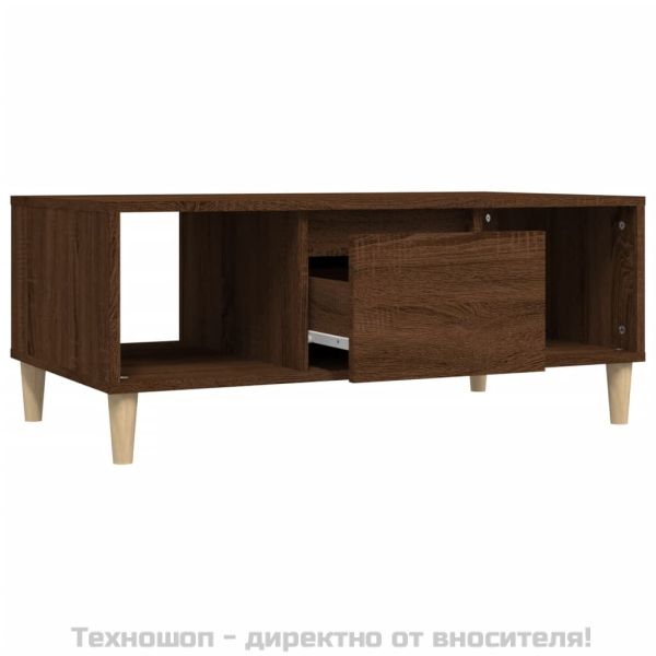 Кафе маса, кафяв дъб, 90x50x36,5 см, инженерно дърво
