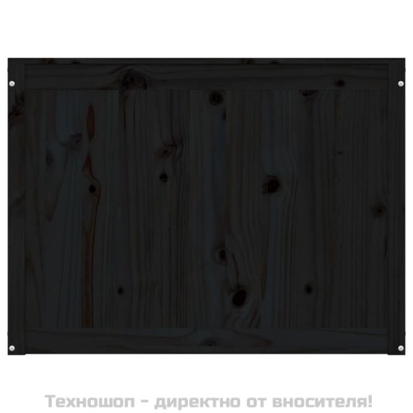 Кутия за пране, черна, 88,5x44x66 см, борово дърво масив