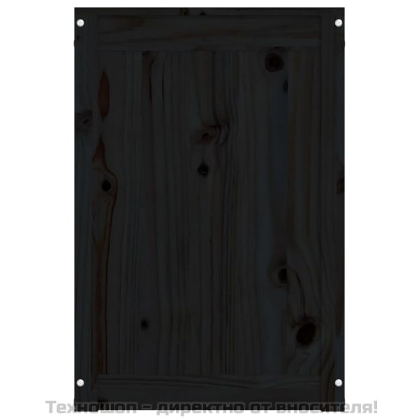 Кутия за пране, черна, 88,5x44x66 см, борово дърво масив