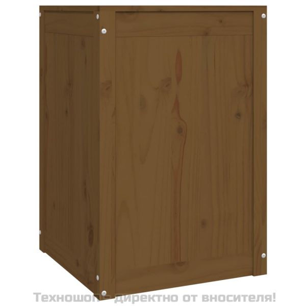 Кутия за пране, меденокафява, 44x44x66 см, борово дърво масив