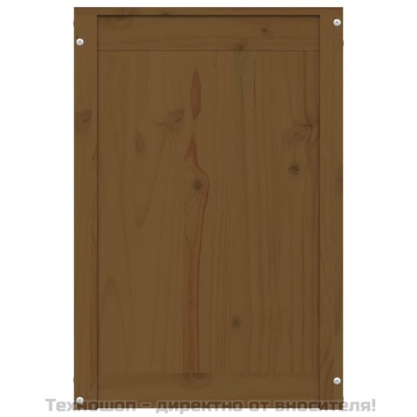 Кутия за пране, меденокафява, 44x44x66 см, борово дърво масив