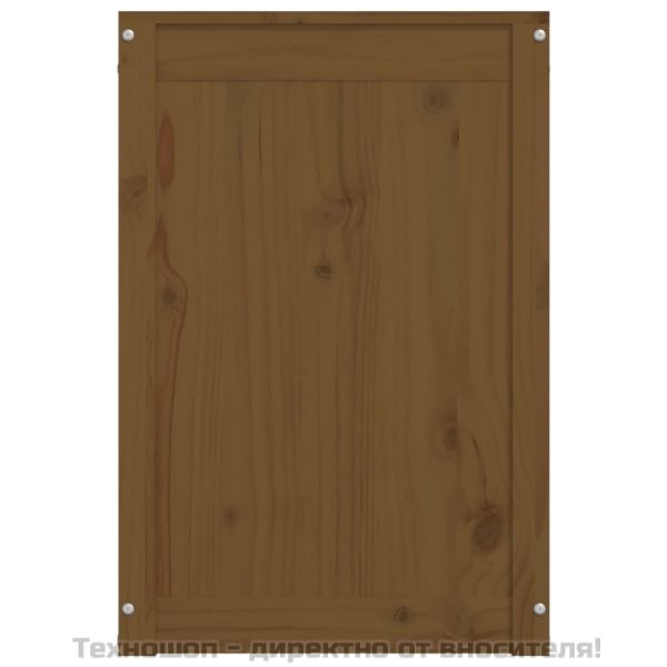 Кутия за пране, меденокафява, 44x44x66 см, борово дърво масив