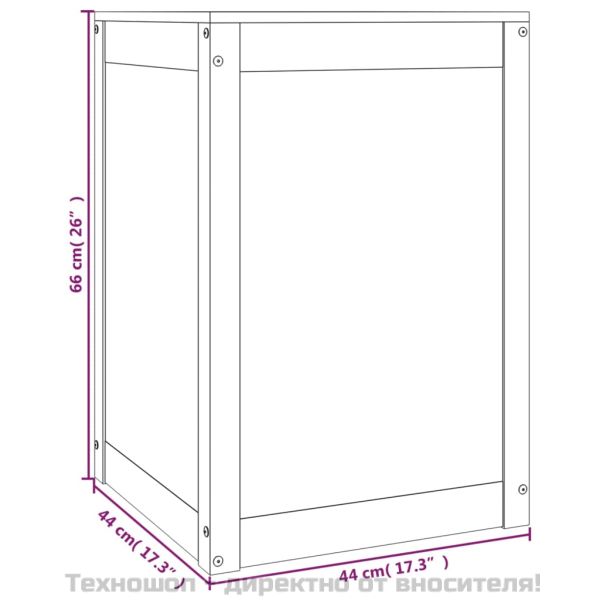 Кутия за пране, меденокафява, 44x44x66 см, борово дърво масив