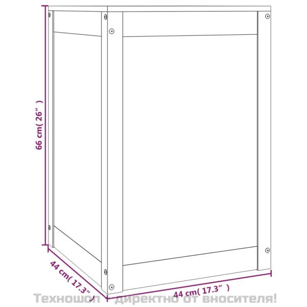 Кутия за пране, черна, 44x44x66 см, борово дърво масив