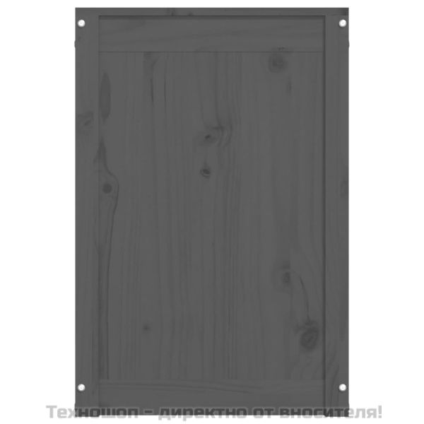 Кутия за пране, сива, 88,5x44x66 см, борово дърво масив