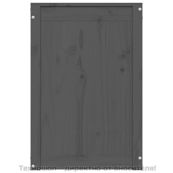 Кутия за пране, сива, 44x44x66 см, борово дърво масив