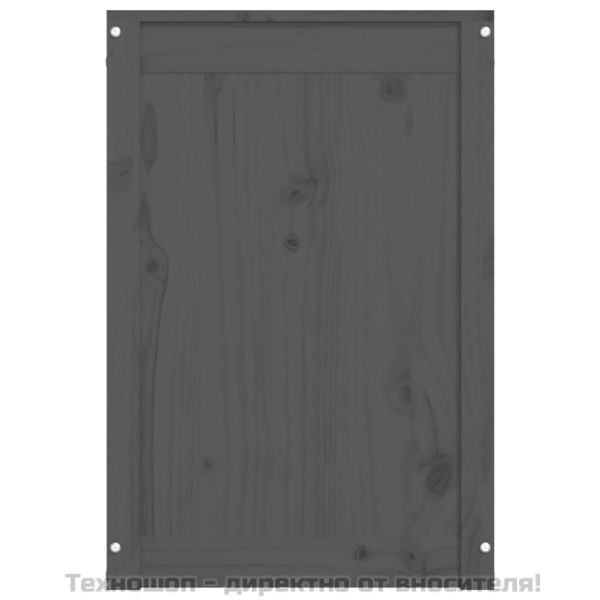 Кутия за пране, сива, 44x44x66 см, борово дърво масив