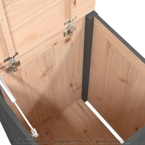 Кутия за пране, сива, 44x44x66 см, борово дърво масив