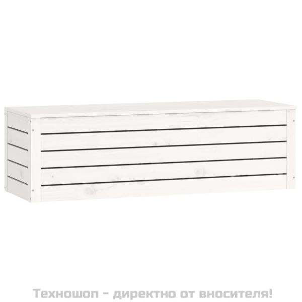 Кутия за съхранение, бяла, 109x36,5x33 см, борово дърво масив