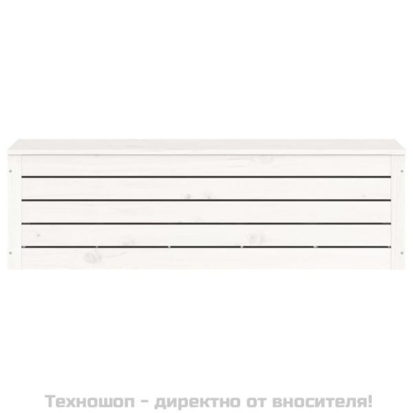 Кутия за съхранение, бяла, 109x36,5x33 см, борово дърво масив