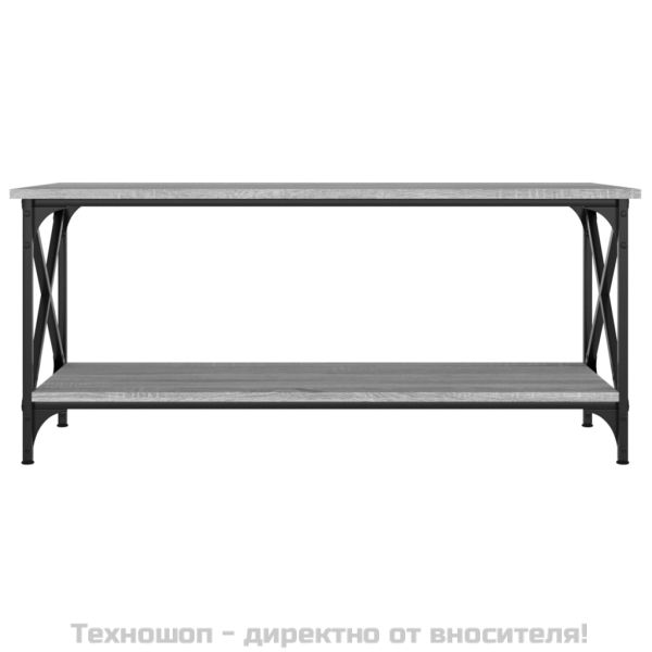 Кафе маса, сив сонома, 100x45x45 см, инженерно дърво и желязо