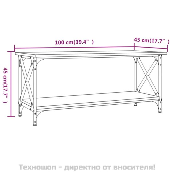 Кафе маса, сив сонома, 100x45x45 см, инженерно дърво и желязо