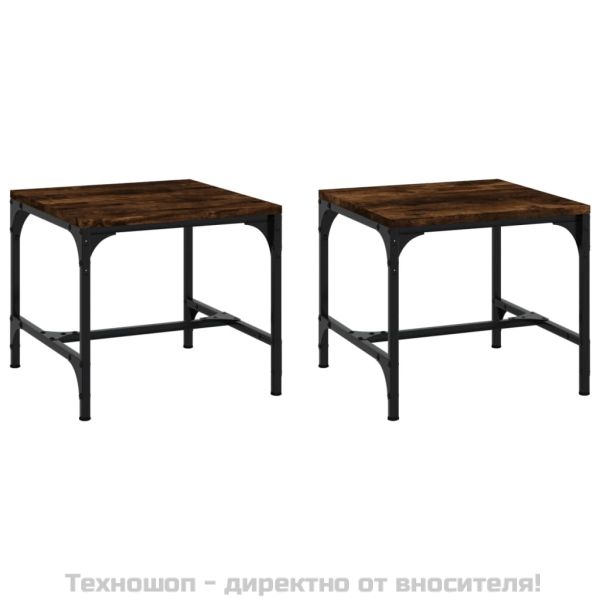 Странични маси, 2 бр, опушен дъб, 40x40x35 см, инженерно дърво