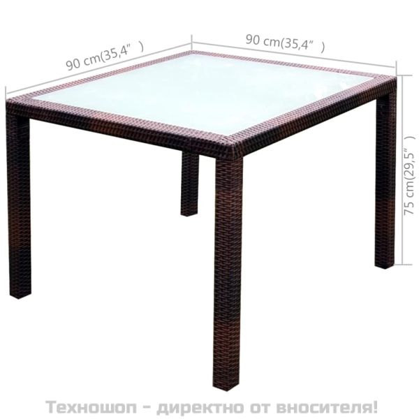 Градински комплект с възглавници, 5 части, кафяв полиратан