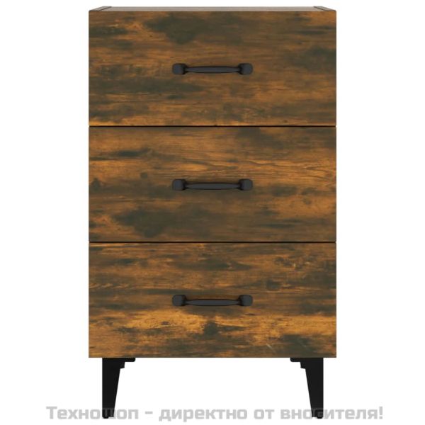 Нощно шкафче, опушен дъб, 40x40x66 см, инженерно дърво