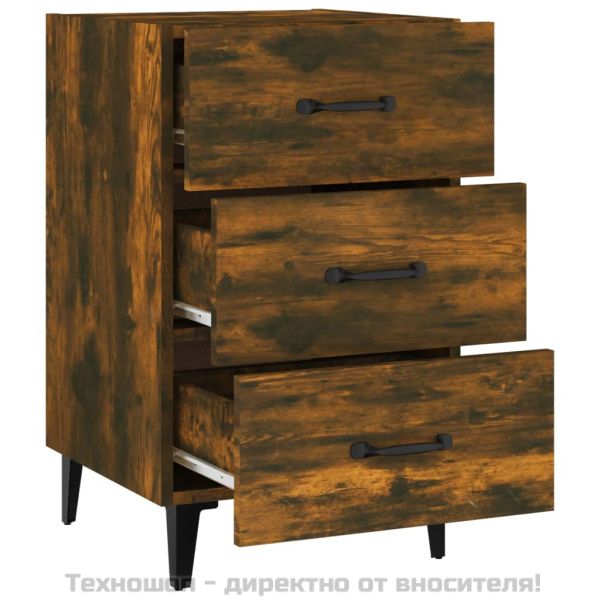 Нощно шкафче, опушен дъб, 40x40x66 см, инженерно дърво