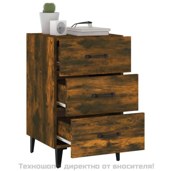 Нощно шкафче, опушен дъб, 40x40x66 см, инженерно дърво