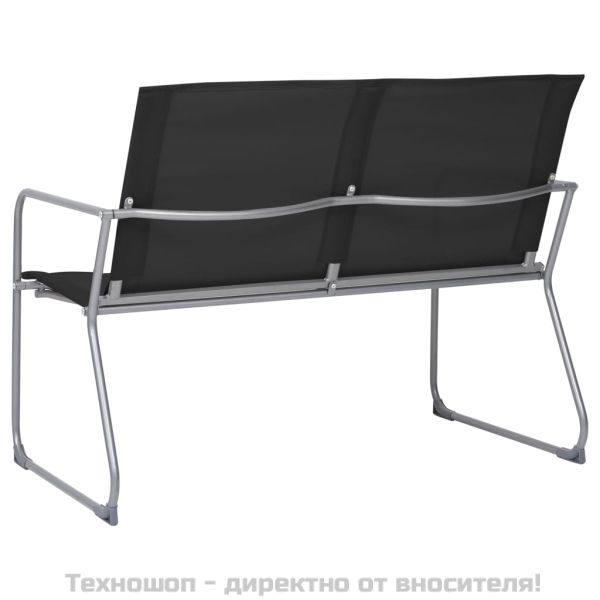 Градински лаундж комплект, 4 части, плат и стомана, черен