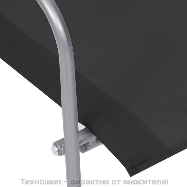 Градински лаундж комплект, 4 части, плат и стомана, черен