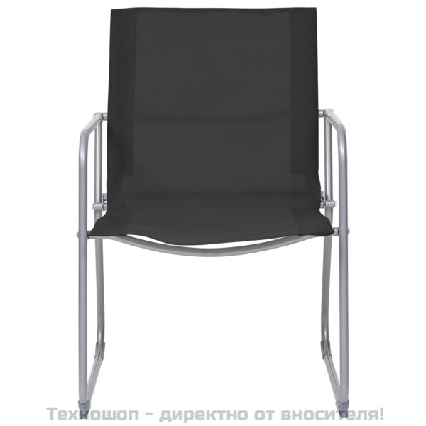 Градински лаундж комплект, 4 части, плат и стомана, черен