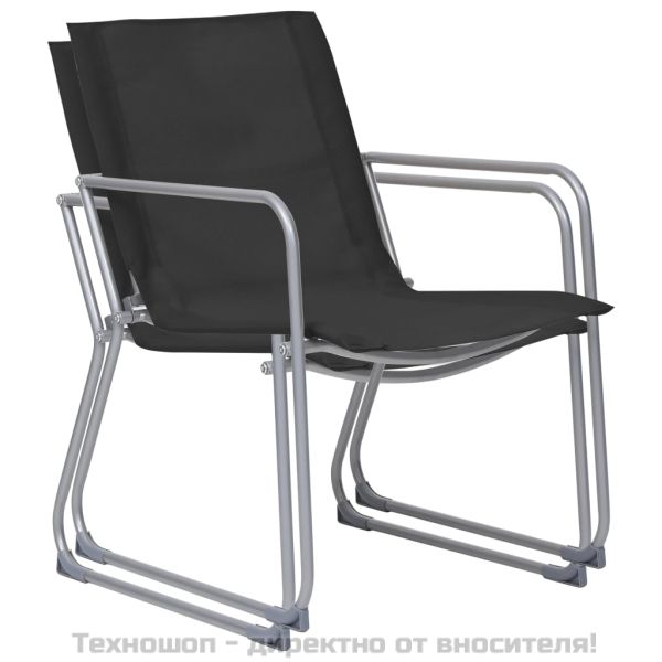 Градински лаундж комплект, 4 части, плат и стомана, черен