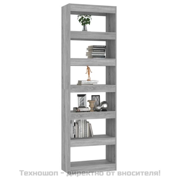 Библиотека/разделител за стая, сив сонома, 60x30x198 см