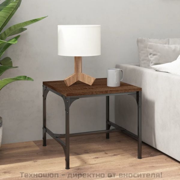 Странични маси, 2 бр, кафяв дъб, 40x40x35 см, инженерно дърво