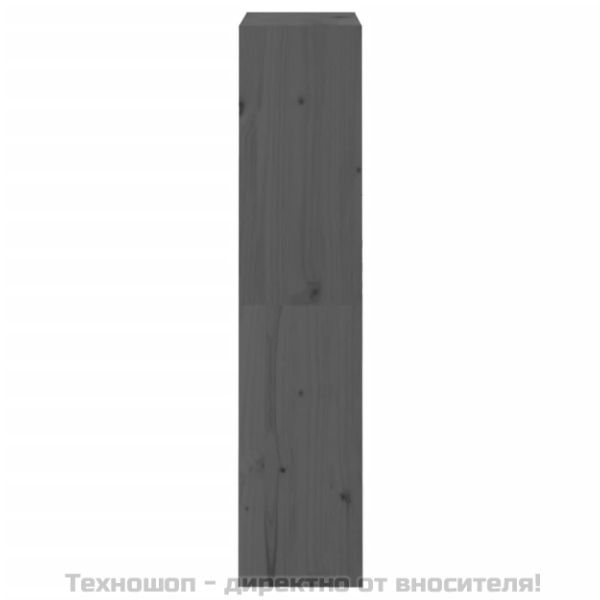Библиотека/разделител за стая, сива, 60x30x135,5 см, бор масив