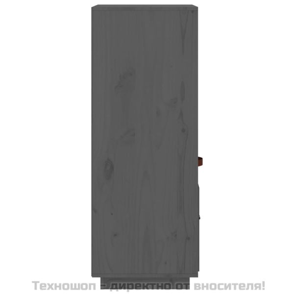 Висок шкаф, сив, 34x40x108,5 см, борово дърво масив