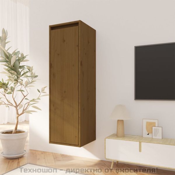 Стенен шкаф, меденокафяв, 30x30x100 см, бор масив