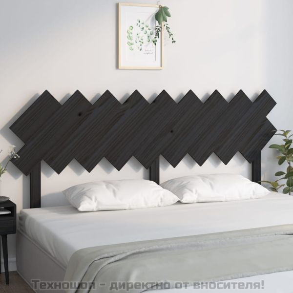 Горна табла за легло, черна,178x3x80,5 см, бор масив