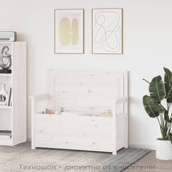 Пейка, бяла, 112,5x51,5x96,5 см, бор масив