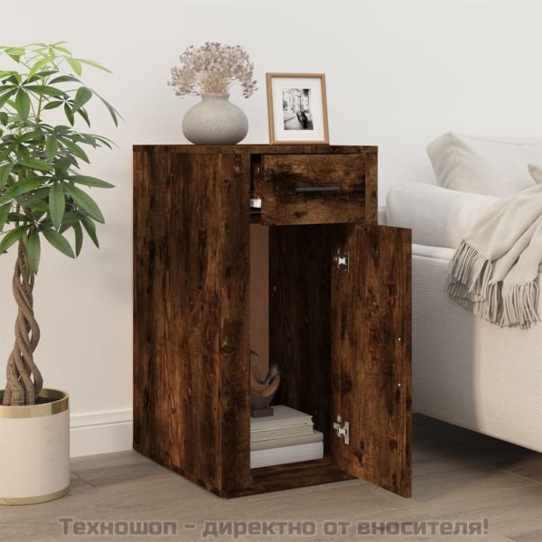 Шкаф за бюро, опушен дъб, 40x49x75 см, инженерно дърво