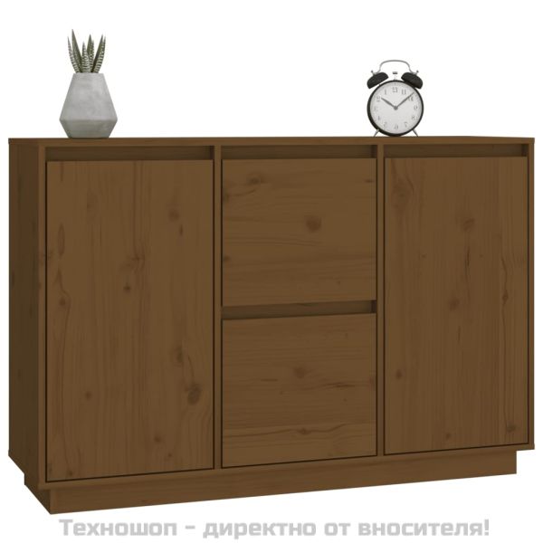 Сайдборд, меденокафяв, 111x34x75 см, бор масив