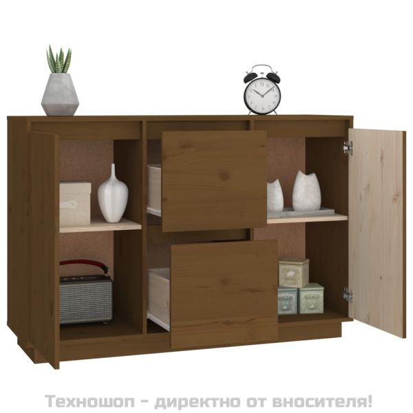 Сайдборд, меденокафяв, 111x34x75 см, бор масив