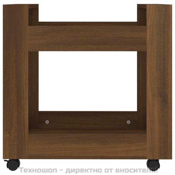 Бюро на колелца, кафяв дъб, 60x45x60 см, инженерно дърво