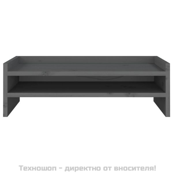 Поставка за монитор, сива, 50x24x16 см, бор масив