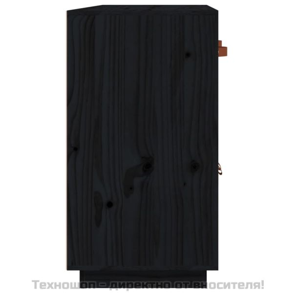 Сайдборд, черен, 98,5x40x75 см, бор масив