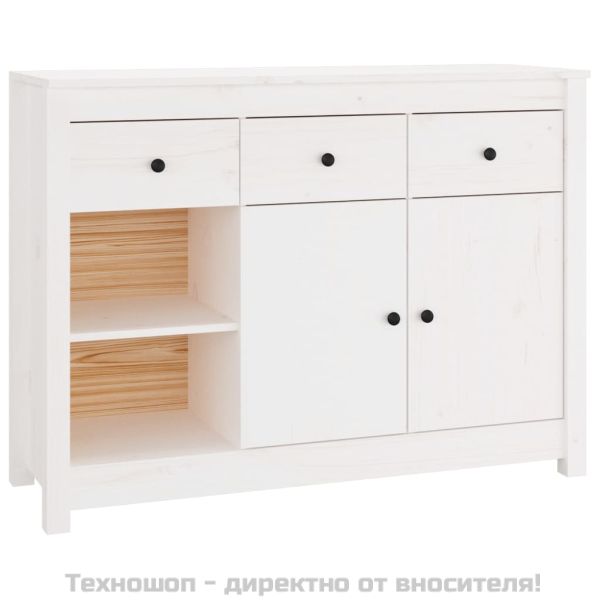 Сайдборд, бял, 100x35x74 см, бор масив