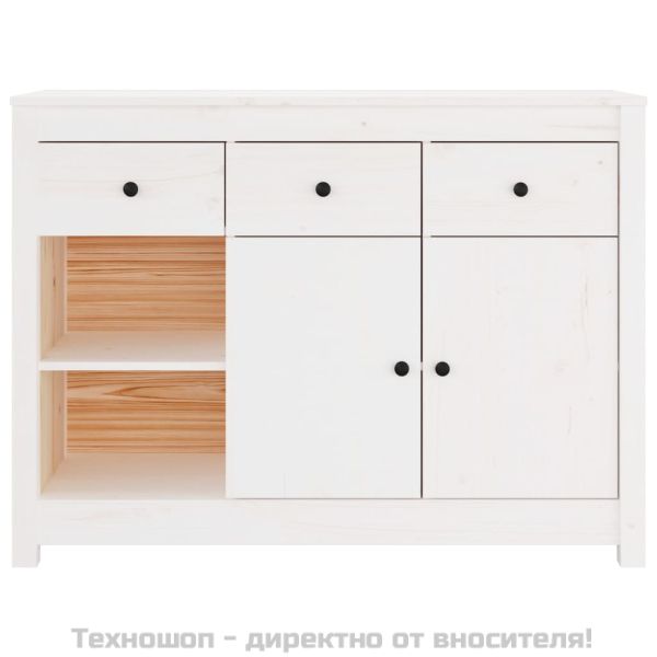 Сайдборд, бял, 100x35x74 см, бор масив