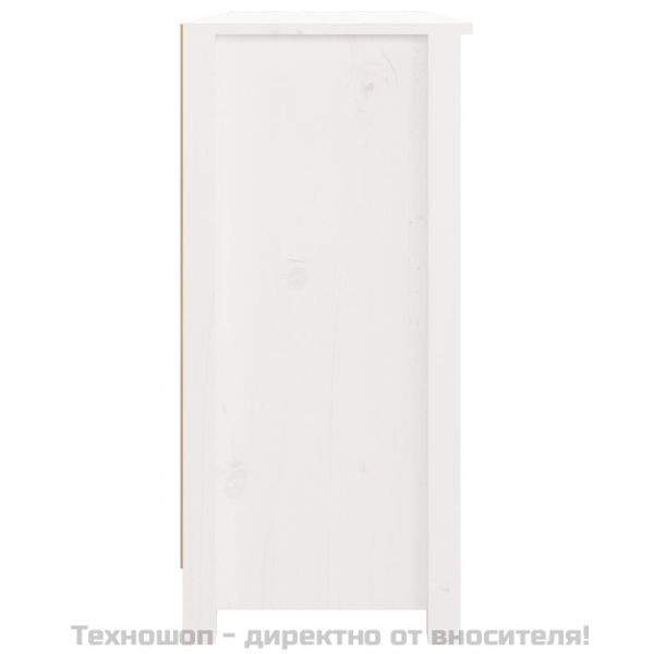 Сайдборд, бял, 100x35x74 см, бор масив
