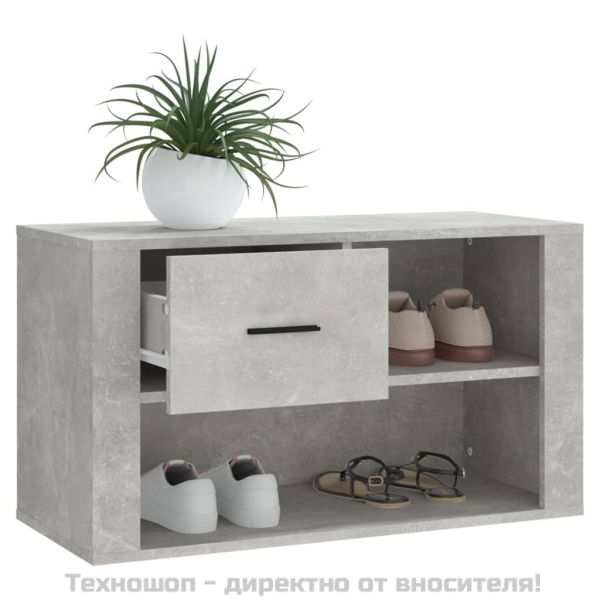 Шкаф за обувки, бетонно сив, 80x35x45 см, инженерно дърво