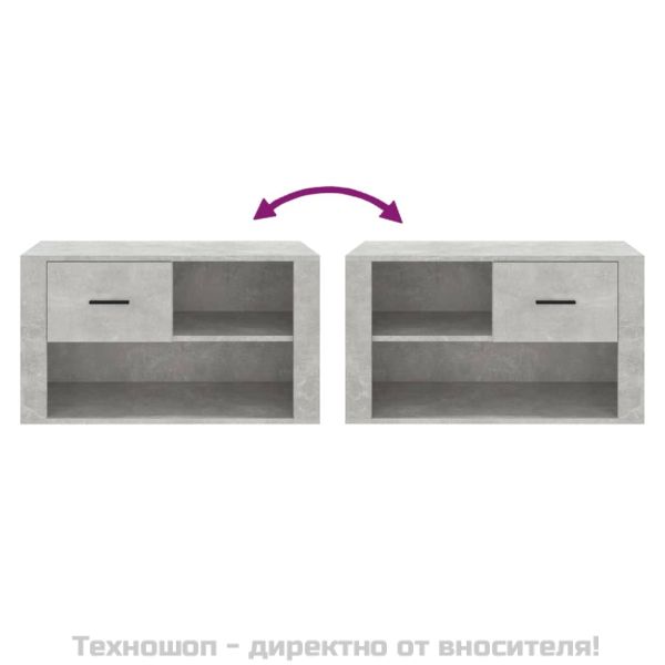 Шкаф за обувки, бетонно сив, 80x35x45 см, инженерно дърво