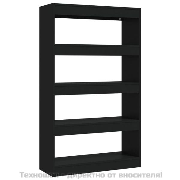 Шкаф/разделител за стая, черен, 80x30x135 см, инженерно дърво