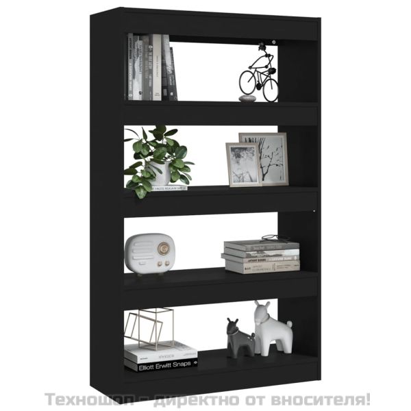 Шкаф/разделител за стая, черен, 80x30x135 см, инженерно дърво