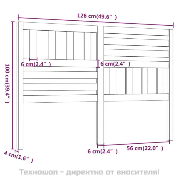 Горна табла за легло, бяла, 126x4x100 см, бор масив