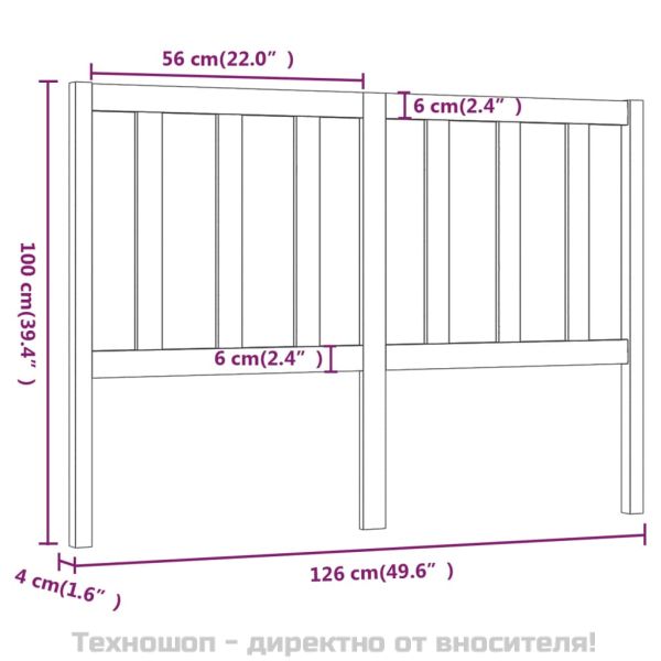 Горна табла за легло, 126x4x100 см, бор масив